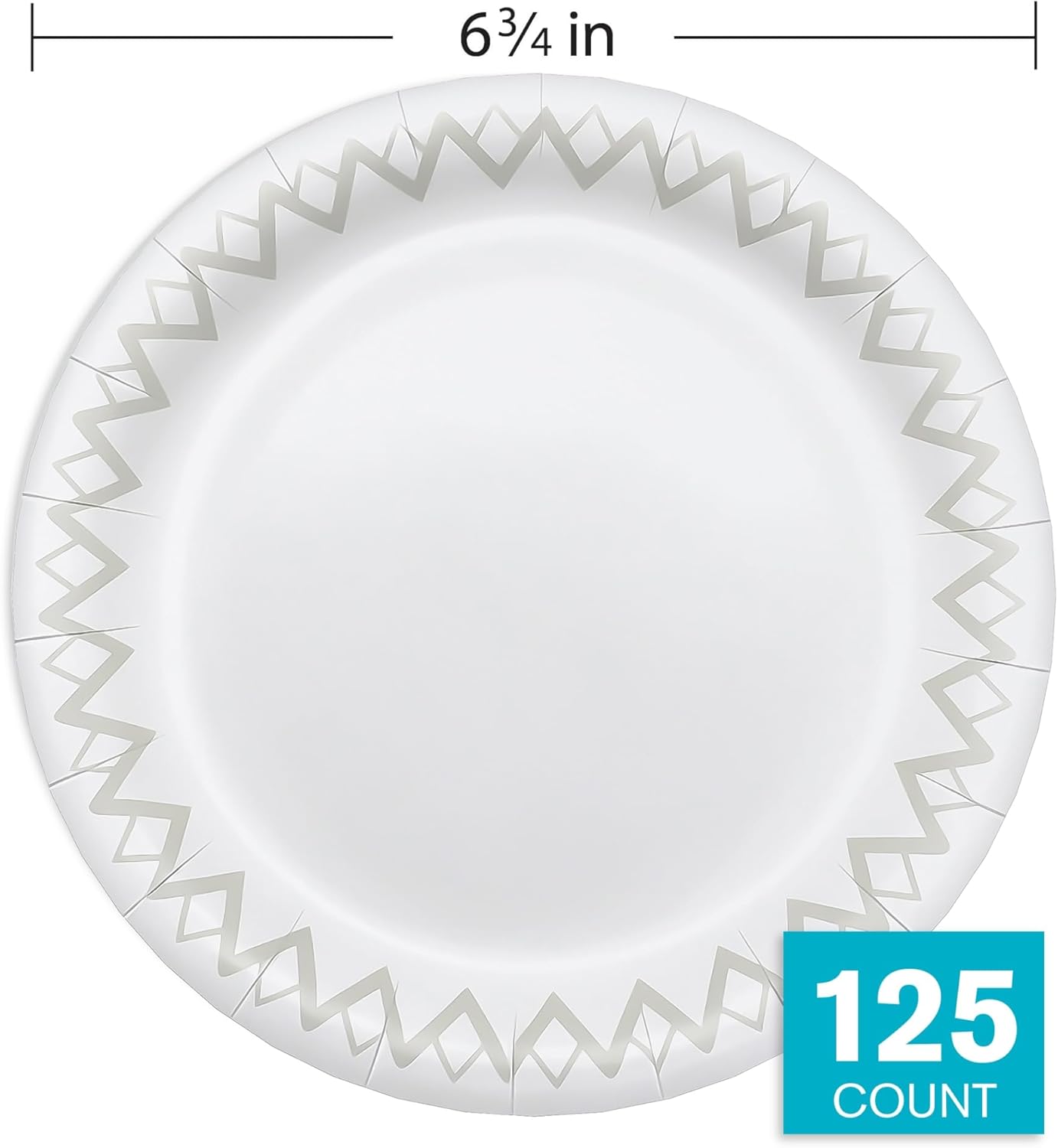 Highmark Disposable 6-3/4in Printed White Paper Plates - Pack of 125