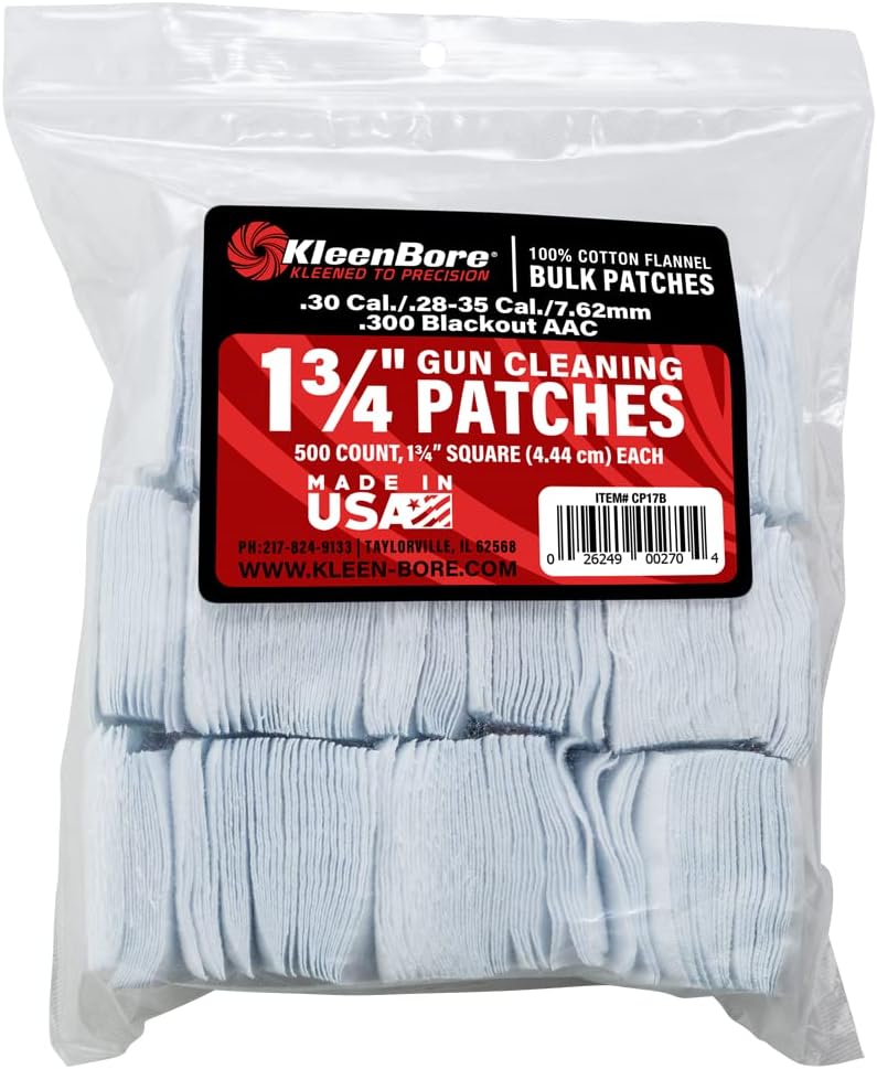 KleenBore 1-3/4” .28-.35 Cal. Cleaning Patches (500PK),White