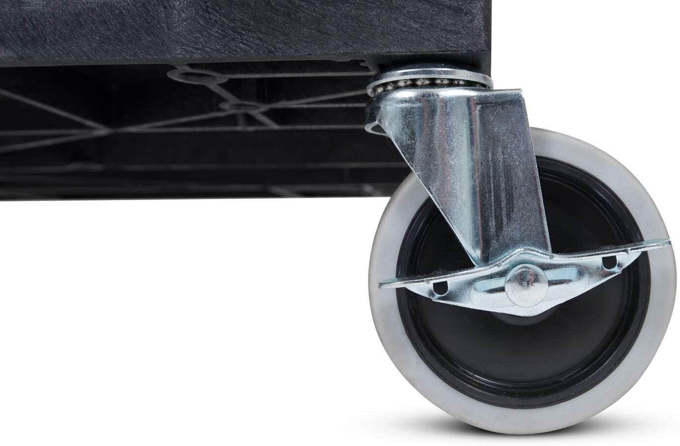 LUXOR EC111-B Heavy Duty Plastic Utility Cart, 32" x 18" Rolling Tub Cart with Three Shelves, 300 lbs. Capacity