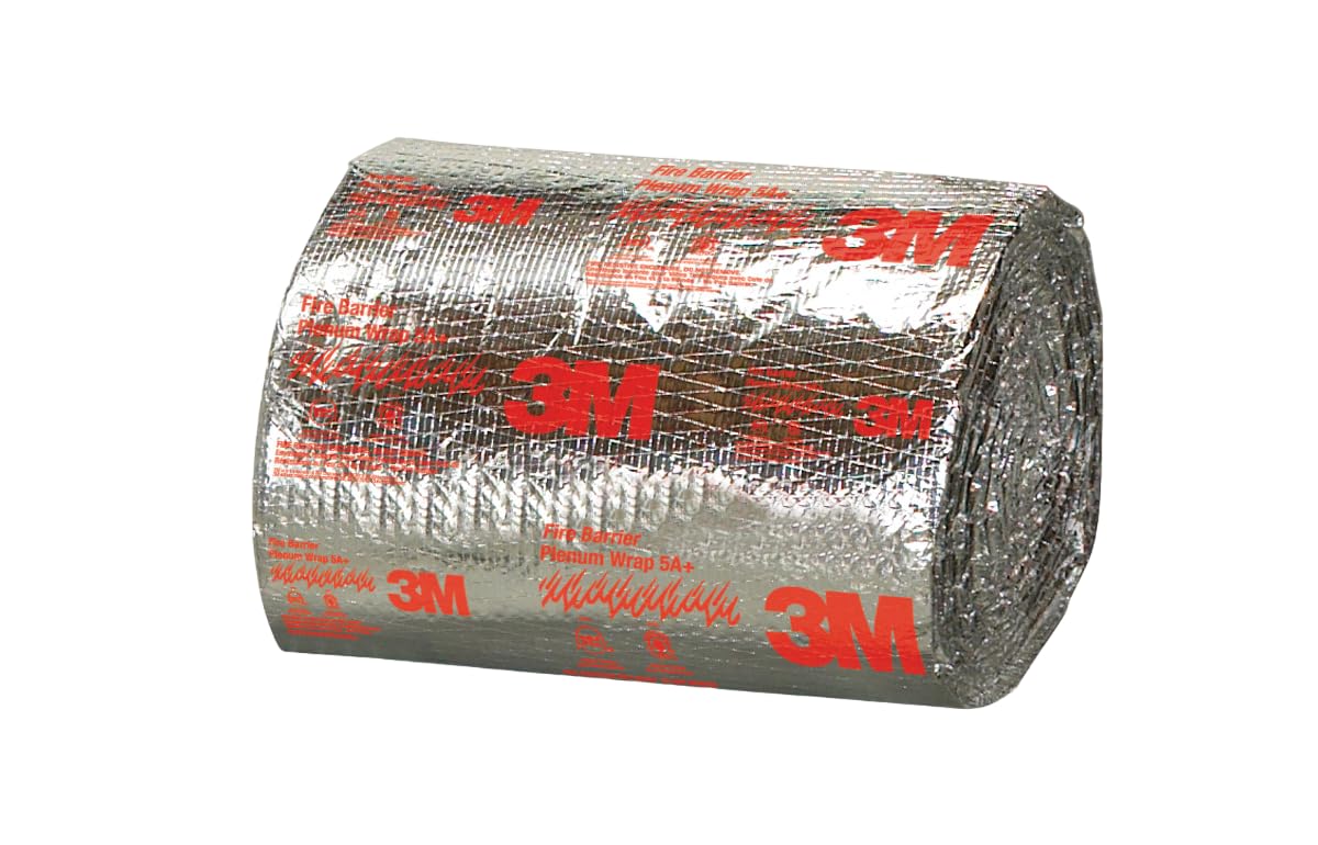 3M Fire Barrier Plenum Wrap 5A+, Inorganic Fiber Blanket With Encapsulated Scrim-Reinforced Foil, 1/2 in x 24 in x 50 ft