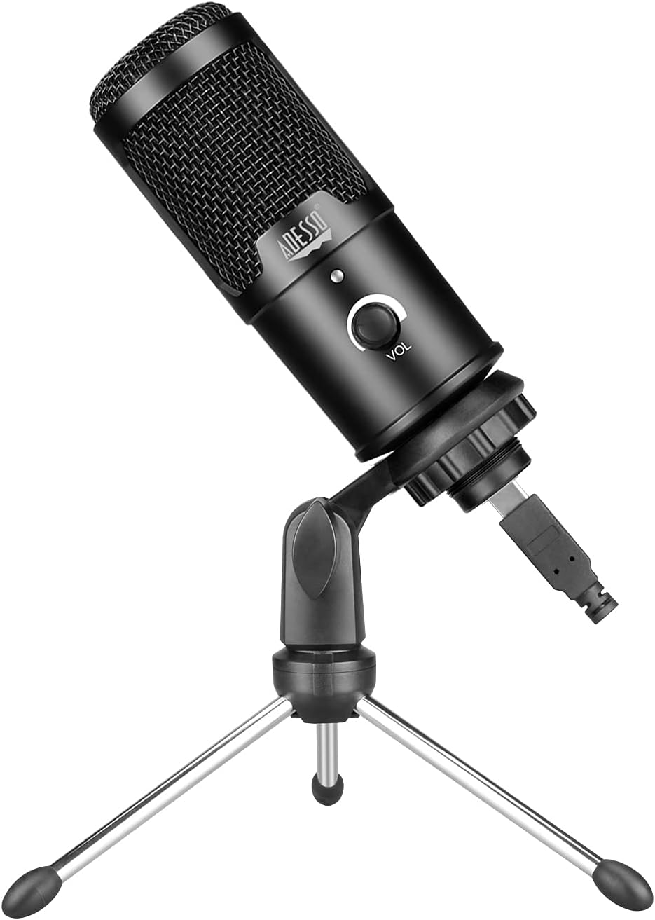 Adesso Xtream M4 Cardioid Condenser USB Microphone, Black