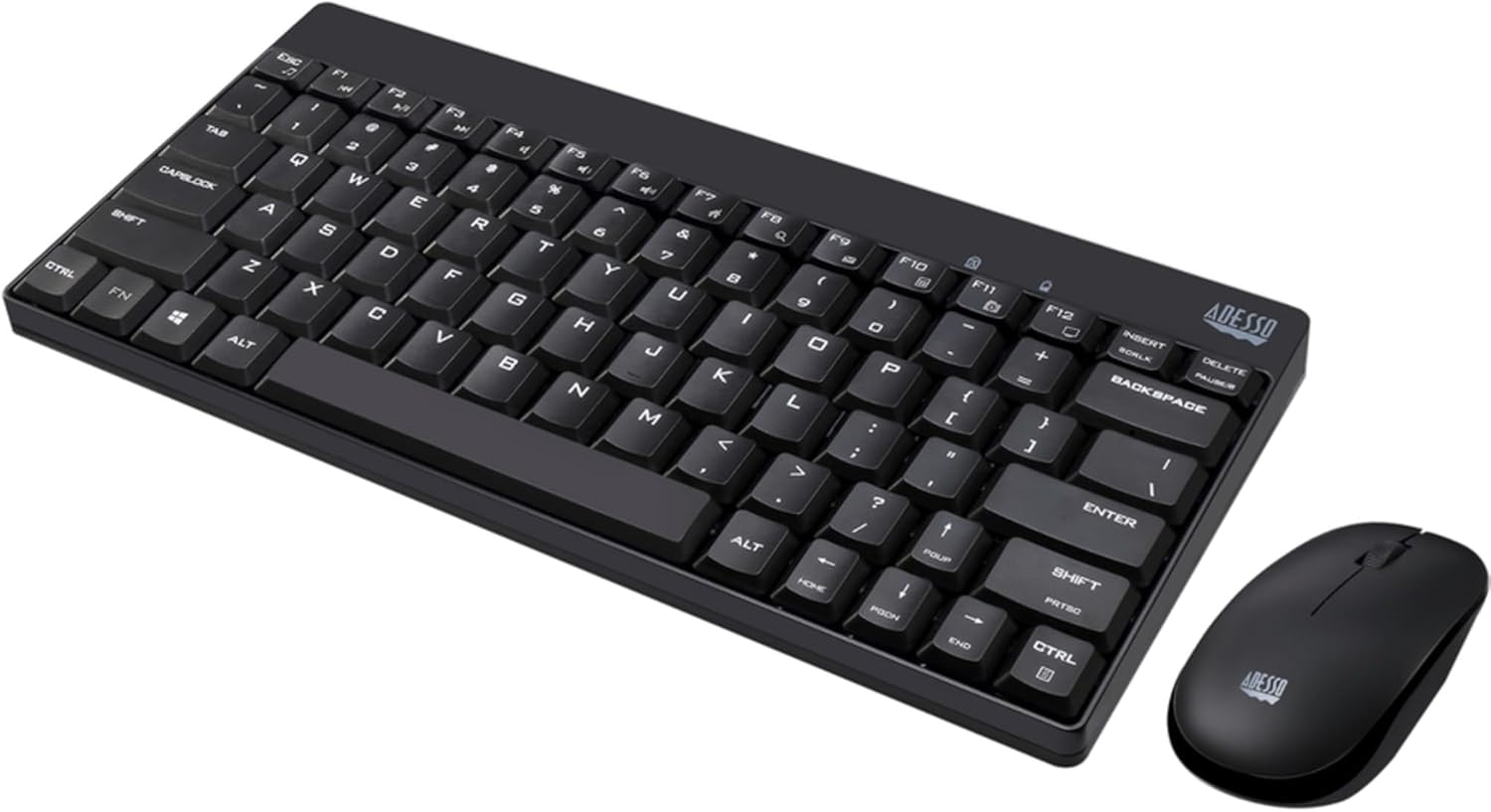 WKB-1100CB Natural Ergonomic Wireless Spill Resistant Mini Keyboard & Mouse Combo,Black