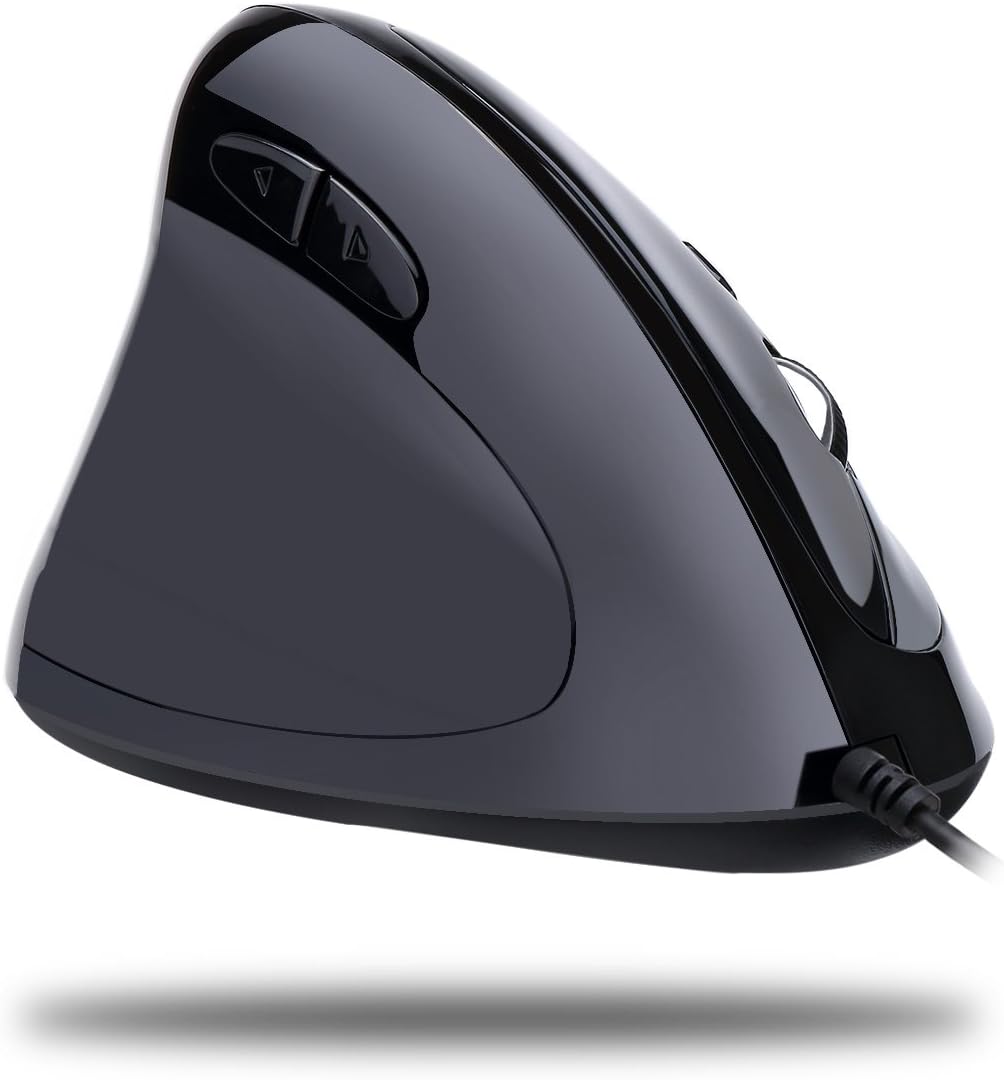 Imouse E7 - Ergonomic Mouse for Left Hand, with Cable, Programmable Functions, and Adjustable Weight, Black