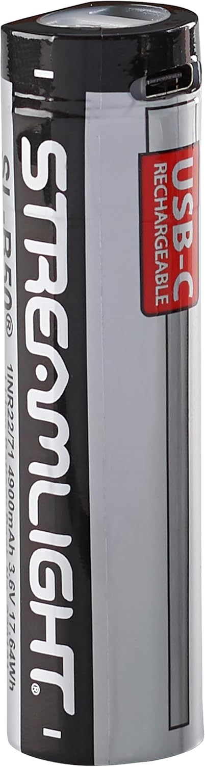 Streamlight 22111 SL-B50 Protected Lithium-Ion USB-C Rechargeable Battery with Integrated Charge Port, 1-Pack