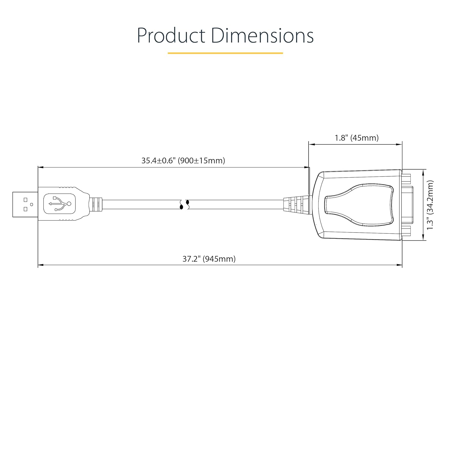 StarTech.com 3ft (1m) USB to Serial Cable with COM Port Retention, DB9 Male RS232 to USB Converter