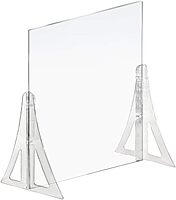 Azar Displays Protective Sneeze Guard for Counter and Desk - Portable Plexiglass Barrier (Pack of 2) - Acrylic Desk Shield Adjustable to Six Heights for Transaction Window. Plastic Shield for Desk