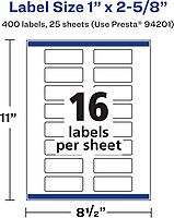 Avery Durable Waterproof Rectangle Labels, Sure Feed Technology, 1" x 2-5/8", Print-to-The-Edge