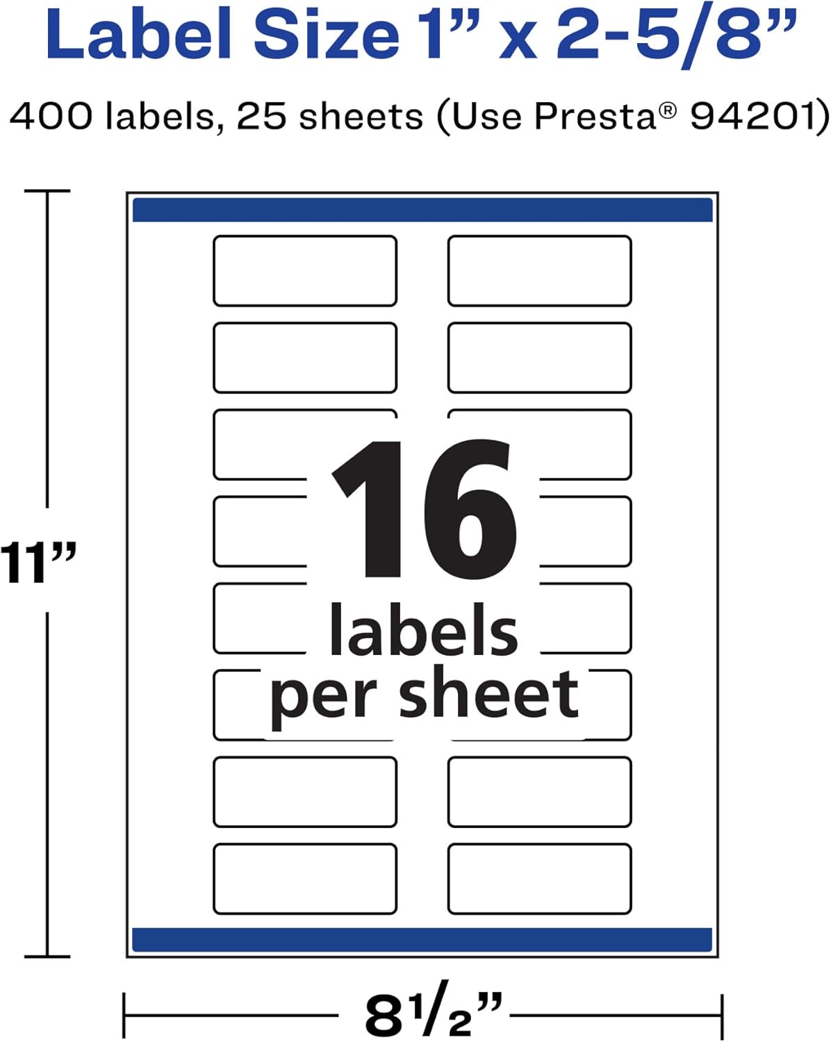 Avery Durable Waterproof Rectangle Labels, Sure Feed Technology, 1" x 2-5/8", Print-to-The-Edge