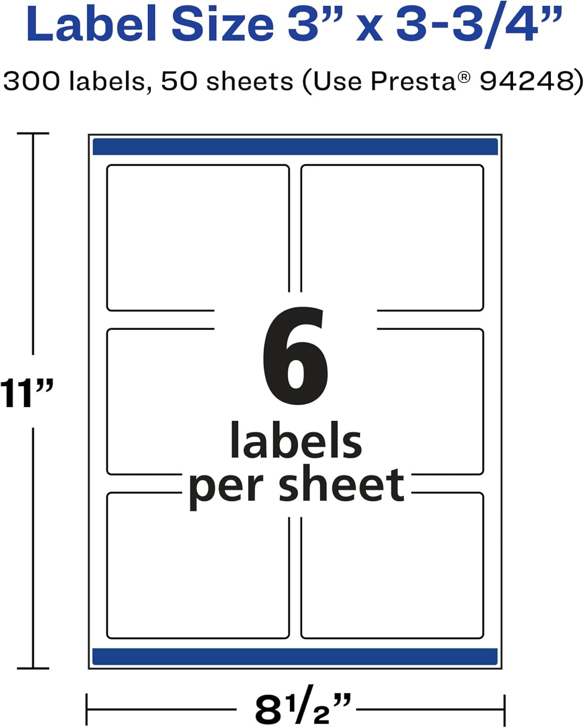 Avery Matte White Rectangle Labels, Sure Feed Technology, 3" x 3.75"