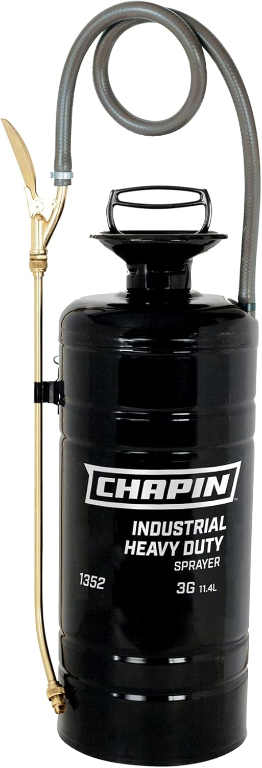 Chapin 1352 Made in The USA 3 Gallon Heavy Duty Tri-Poxy Steel Industrial Metal Tank Sprayer with 18 Inch Brass Wand