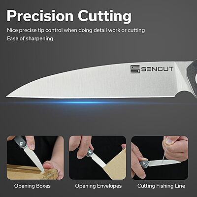 SENCUT Jubil Folding Pocket Knife D2 Wharncliffe, G10 Handle, Front Flipper