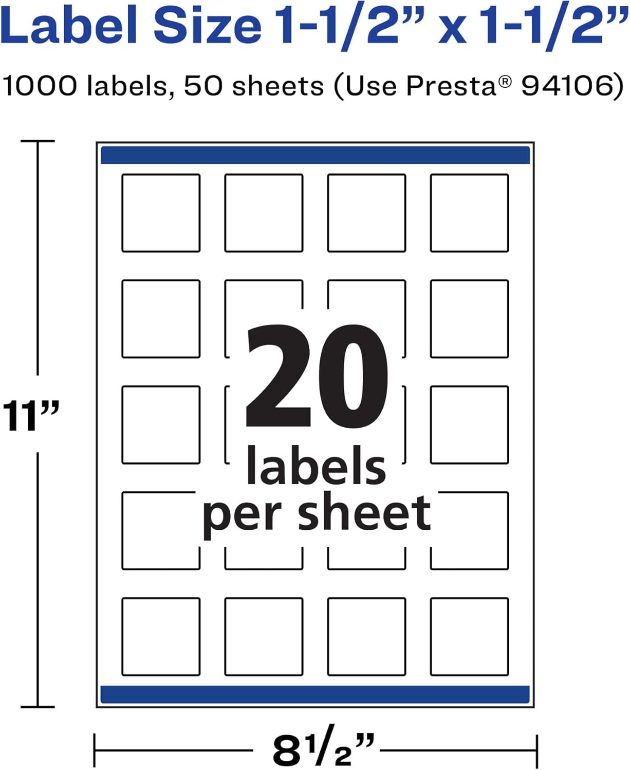 Avery Durable Waterproof Square Labels, Sure Feed Technology, 1.5" x 1.5"