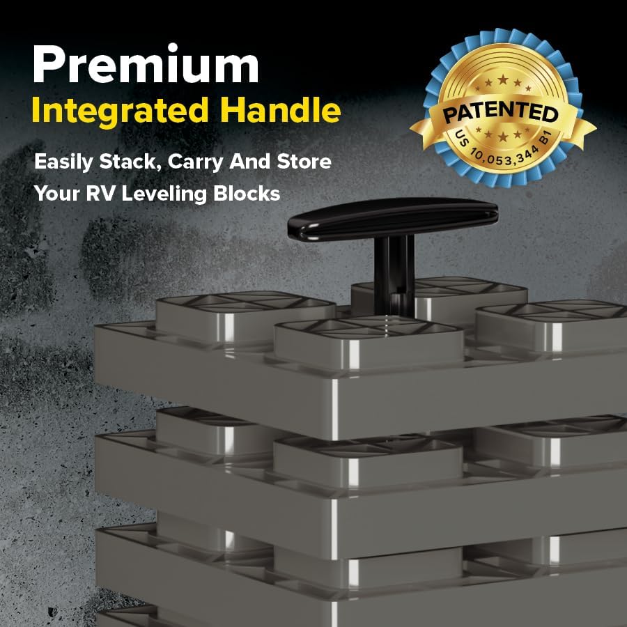 Camco FasTen RV Leveling Blocks with T-Handle, Interlocking Design