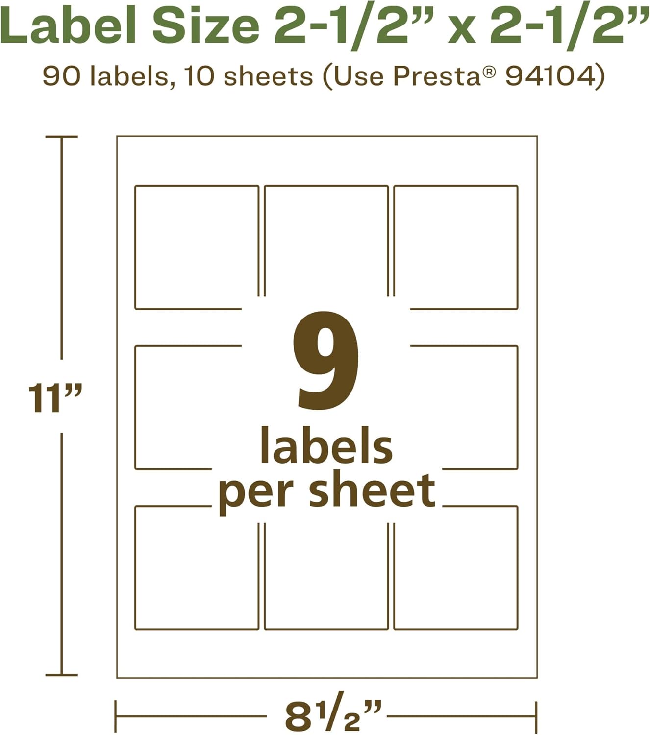 AVERY EcoFriendly Matte White Recycled Square Labels 2.5" x 2.5"