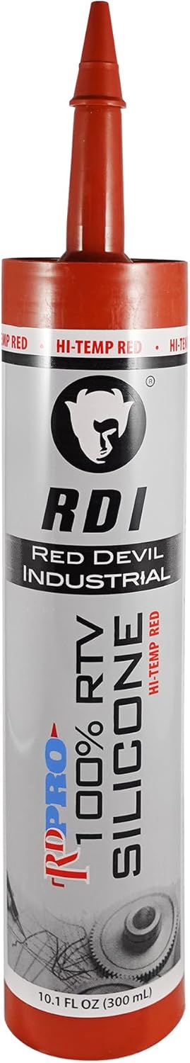 Red Devil 08090I RD PRO 100% Heat Resistant RTV Silicone Sealant, 10.1 oz., Red, 1 Pack, Made in USA 1 Pack 10.1 oz