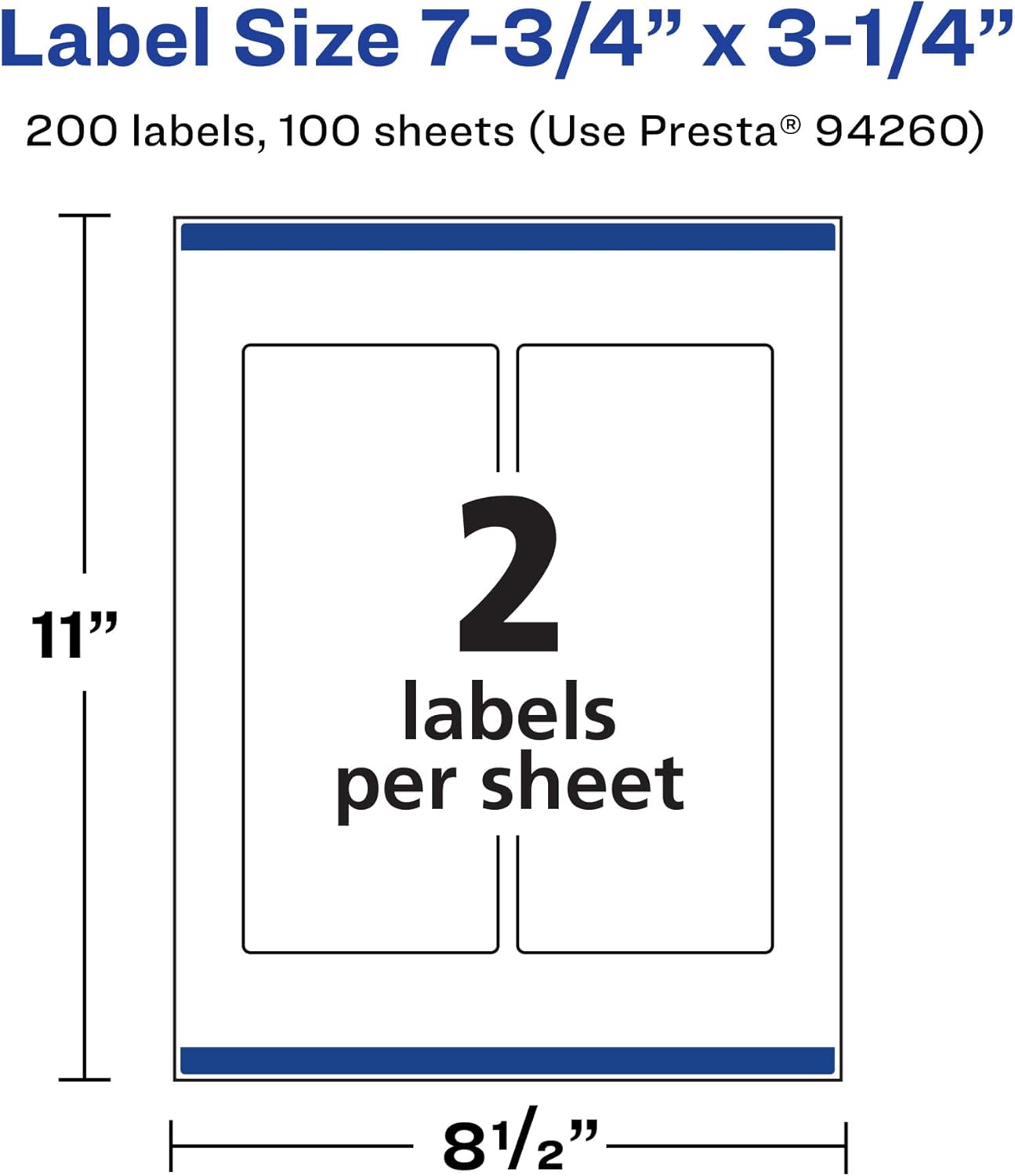 AVERY Matte White Rectangle Labels, Sure Feed Technology, 7.75" x 3.25"