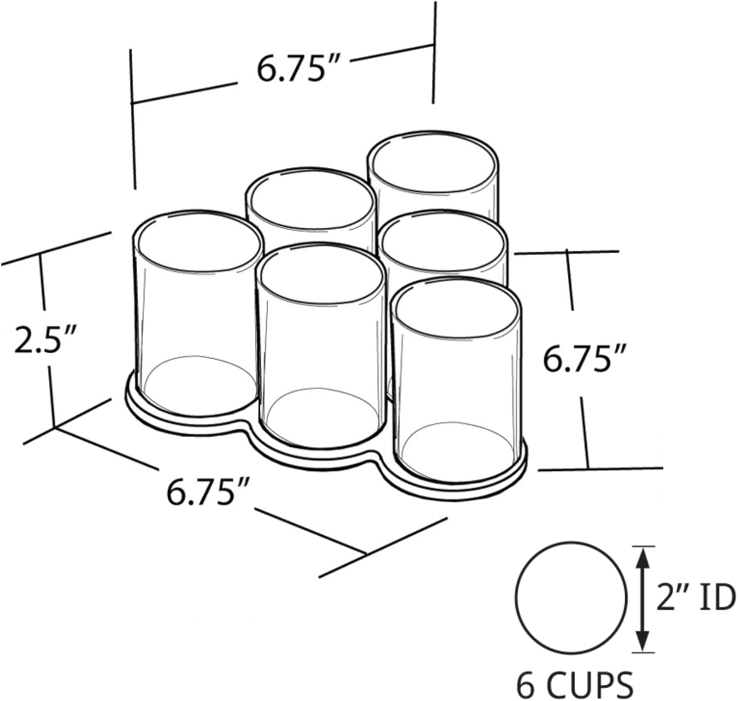 Azar Displays 225594 6-Cup Triangular Display, 6.75 x 6.75 x 2.5 inches, Clear