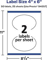 Avery Matte White Oval Labels, Sure Feed Technology, 4" x 6"