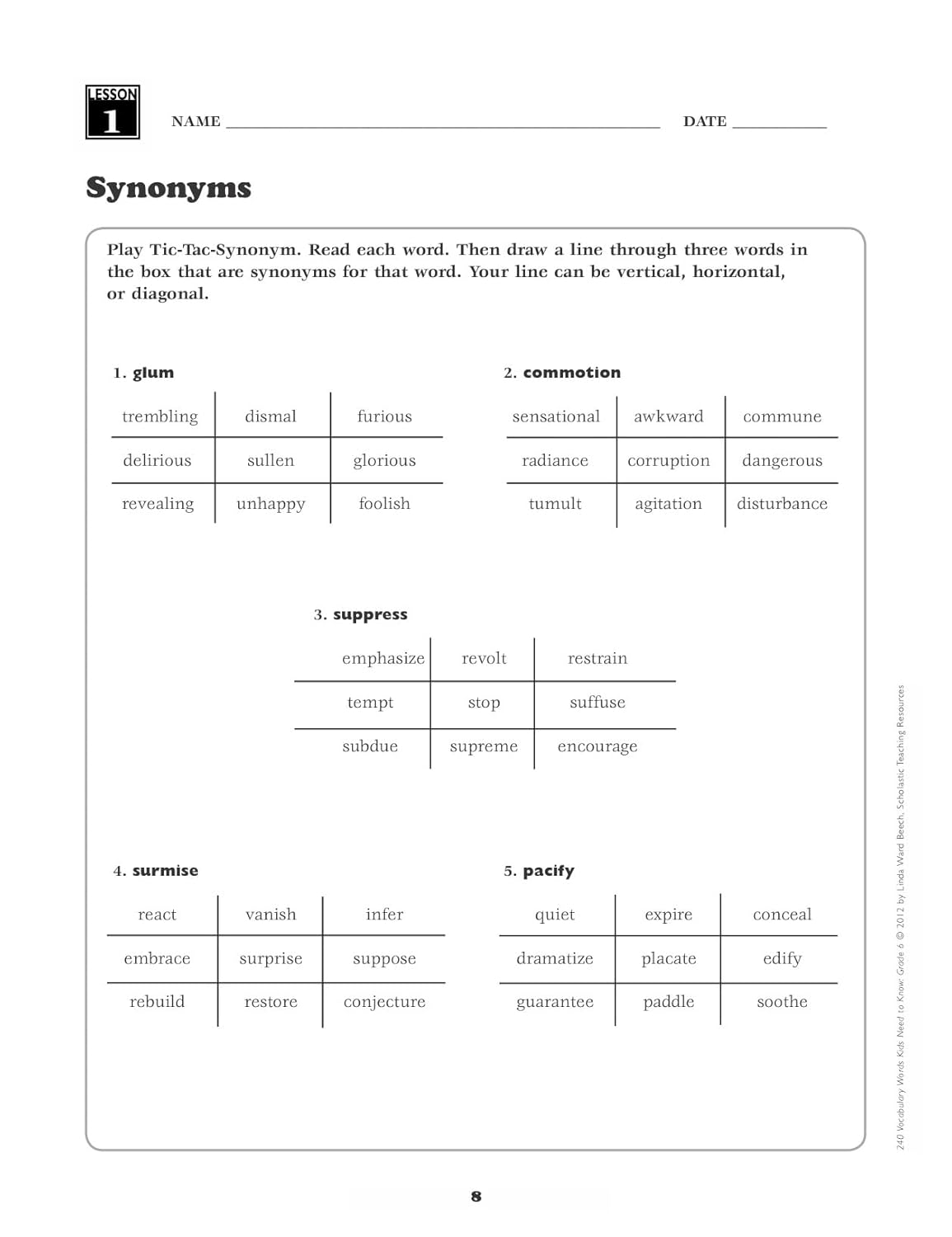 240 Vocabulary Words Kids Need to Know: Grade 6: 24 Ready-To-Reproduce Packets Inside!