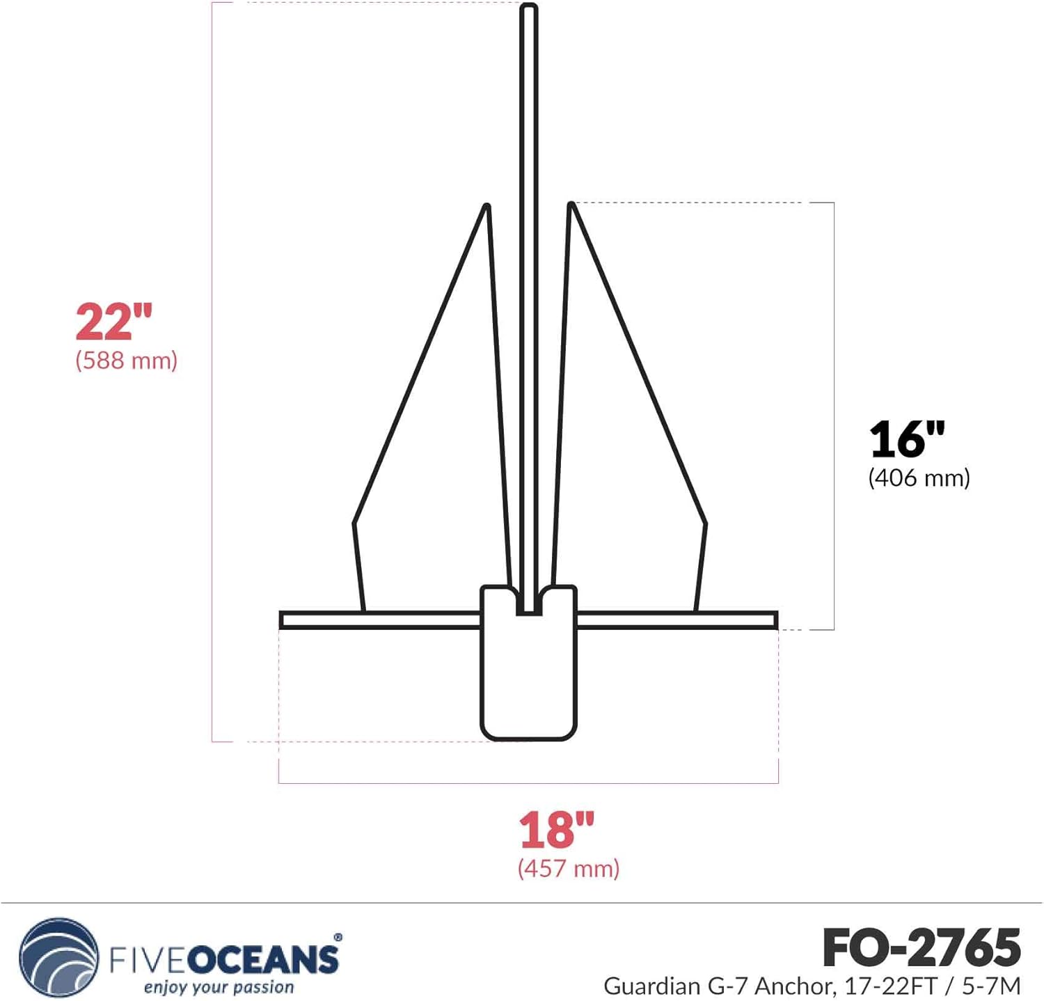 THE WORLD'S BEST ANCHOR Fortress Marine Anchors - Guardian G-7 (4 lbs Anchor / 17-22' Boats), Aluminum