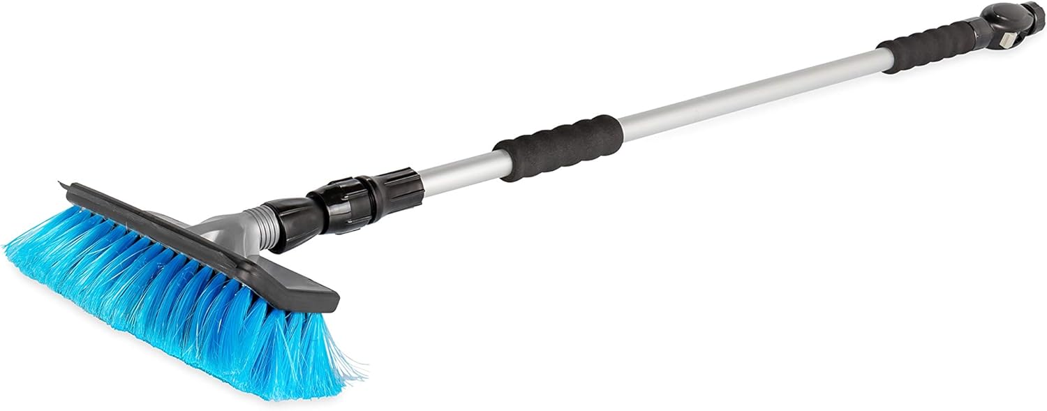 Camco 43633, RV Flow-Through Wash Brush | Features an Adjustable Handle, a Standard Garden Hose Connection