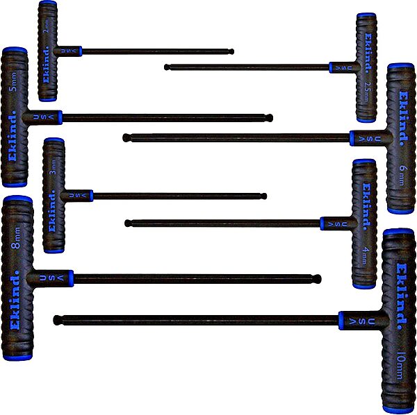 Eklind Tool 64808 Power-T Handle Ball-Hex Key allen wrench - 8pc set Metric MM sizes 2-10 (9In shaft)