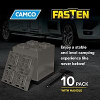 Camco FasTen RV Leveling Blocks with T-Handle, Interlocking Design