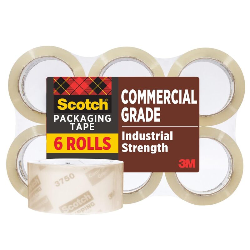 SCOTCH Commercial Grade Shipping Packaging Tape, 1.88\" x 54.6 yd, 3\" Core, Clear