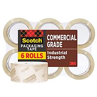 SCOTCH Commercial Grade Shipping Packaging Tape, 1.88\" x 54.6 yd, 3\" Core, Clear