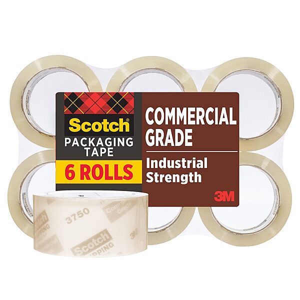 SCOTCH Commercial Grade Shipping Packaging Tape, 1.88\" x 54.6 yd, 3\" Core, Clear