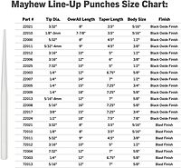 Mayhew Tools Line Up Punch Full Finish, 10 in, 3/16 in Tip, Alloy Steel