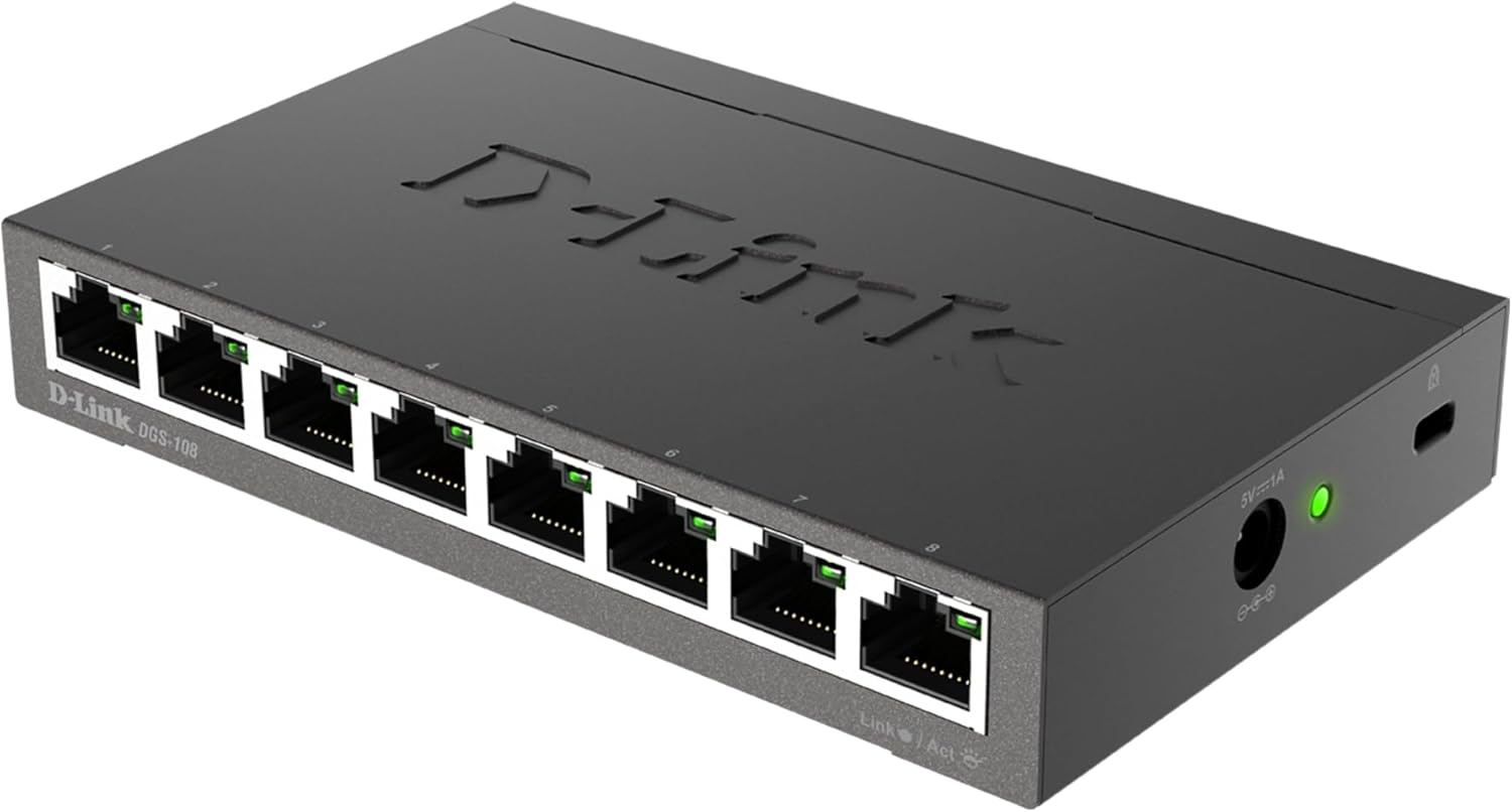 D-Link Gigabit Unmanaged Metal Fan-Free Desktop/Wall-Mount Switch
