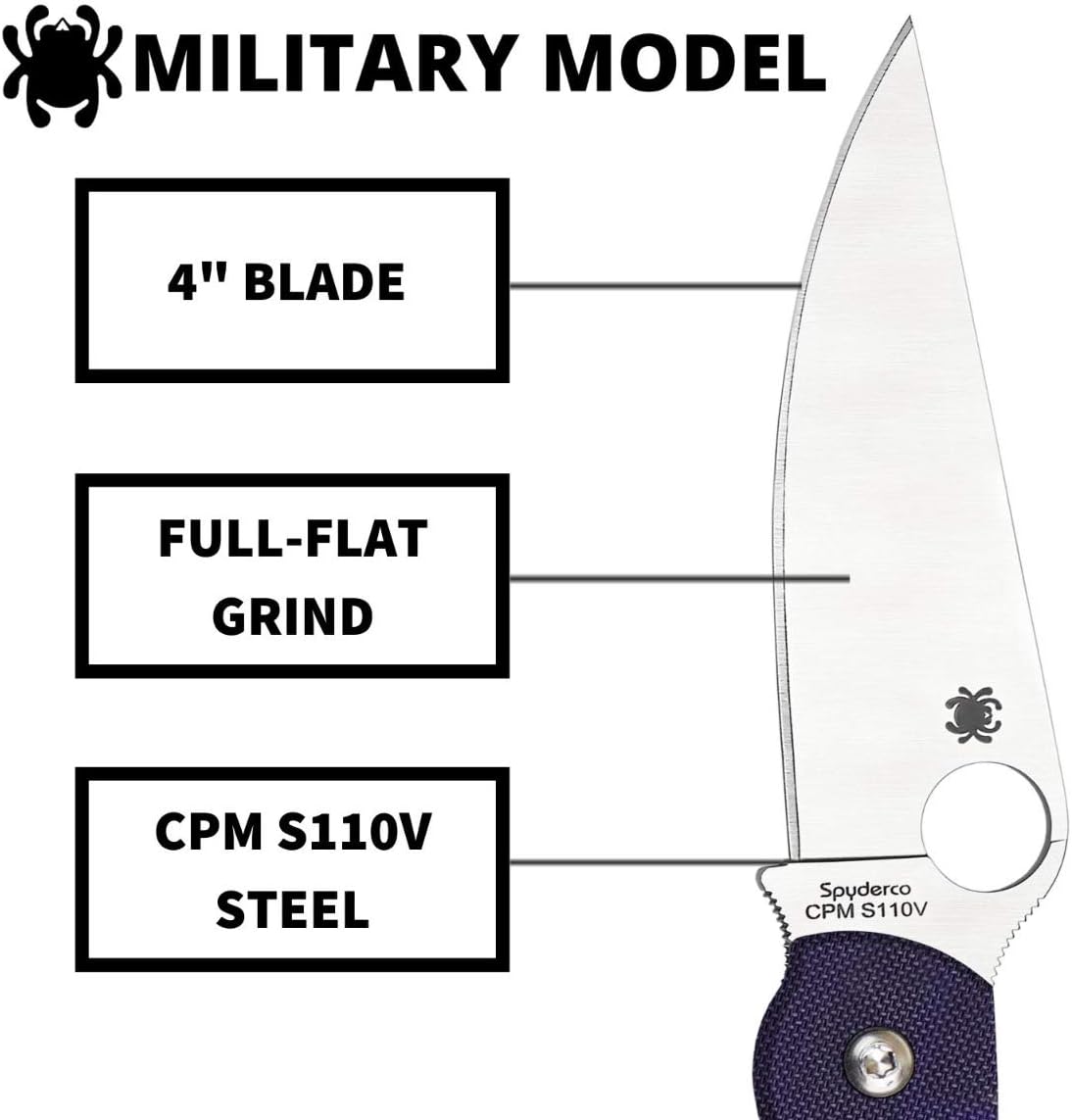 SPYDERCO Military Model Signature USA-Made Folding Tactical/Hunting Knife