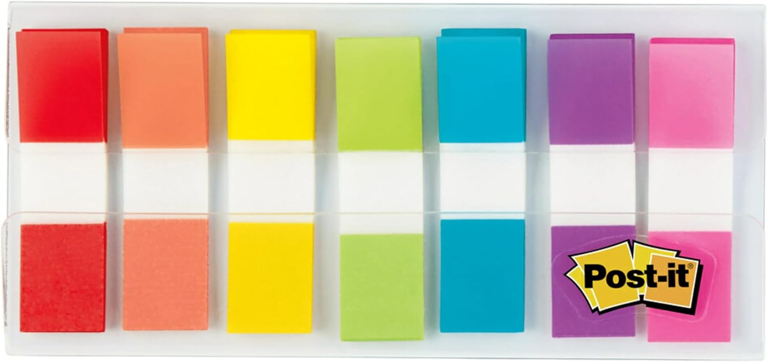 Post-it 1/2" Wide Flags in On-the-Go Dispenser – 190 Assorted Color Flags for Page Marking and Highlighting