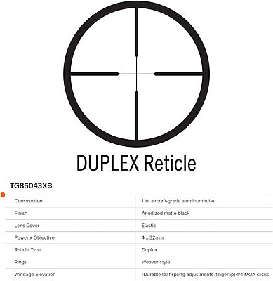 TRUGLO BUCKLINE 1" Aluminum Tube Riflescope with Weaver-Style Mount Rings