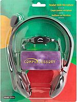 Compucessory Lightweight Stereo Headphones with Mic - Stereo - Mini-phone (3.5mm) - Wired - 32 Ohm - 20 Hz - 15154