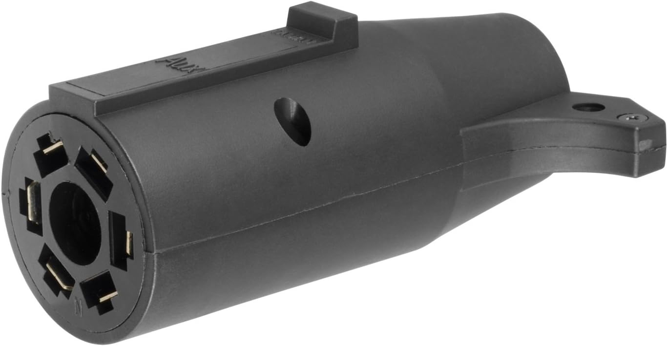 CURT 57261 7-Way RV Blade Vehicle-Side to 6-Way Round Trailer Wiring Adapter, Center Pin Auxiliary Power