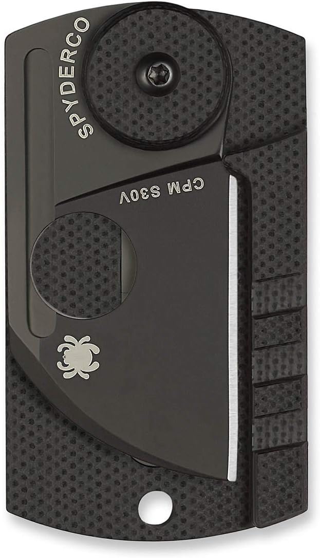 Spyderco Dog Tag Non-Locking Knife with 1.23" CPM S30V Steel Blade and Durable Black Carbon Fiber Handle - PlainEdge