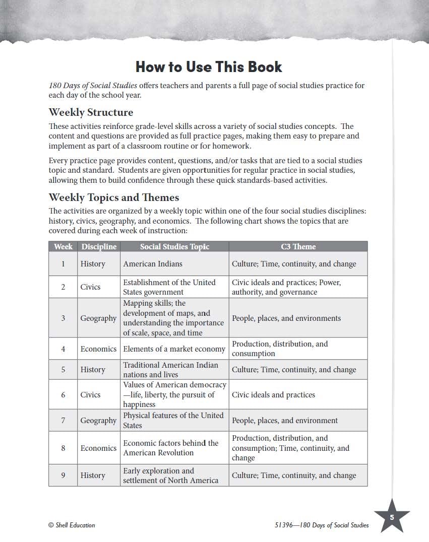 180 Days: Social Studies, Civics for 4th Grade Practice Workbook for Classroom and Home
