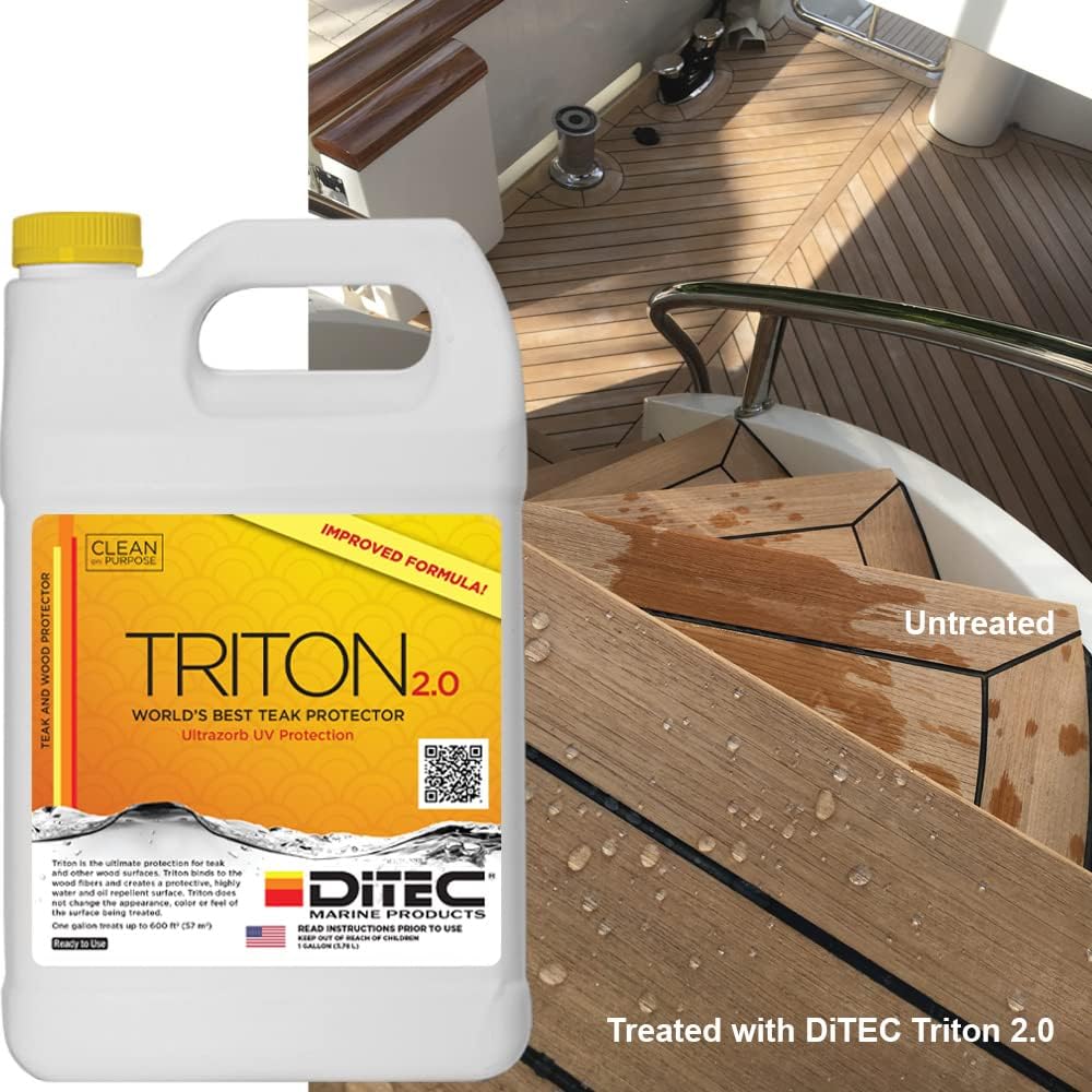 Marine Triton 2.0 - Teak Protector, 1 Quart | Teak Protector | Marine Cleaning Products | Teak Oil Replacement | Teak Sealer