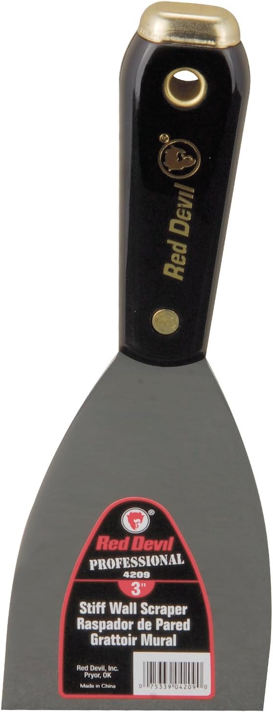 Red Devil 4209 3" Stiff Wall Scraper , Black , 3 Inch