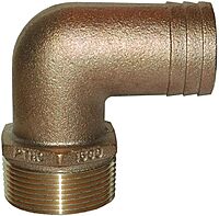 GROCO 1-1/2" NPT x 1-1/2" ID Bronze 90 Degree Pipe to Hose Fitting Standard Flow Elbow