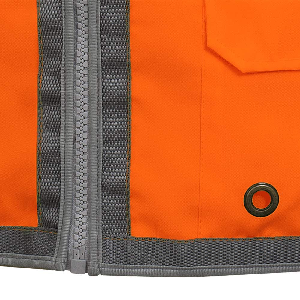 Pioneer Safety Vest for Men – Hi Vis Reflective, Mesh Back, 12 Pockets, Zipper for Surveyor Work