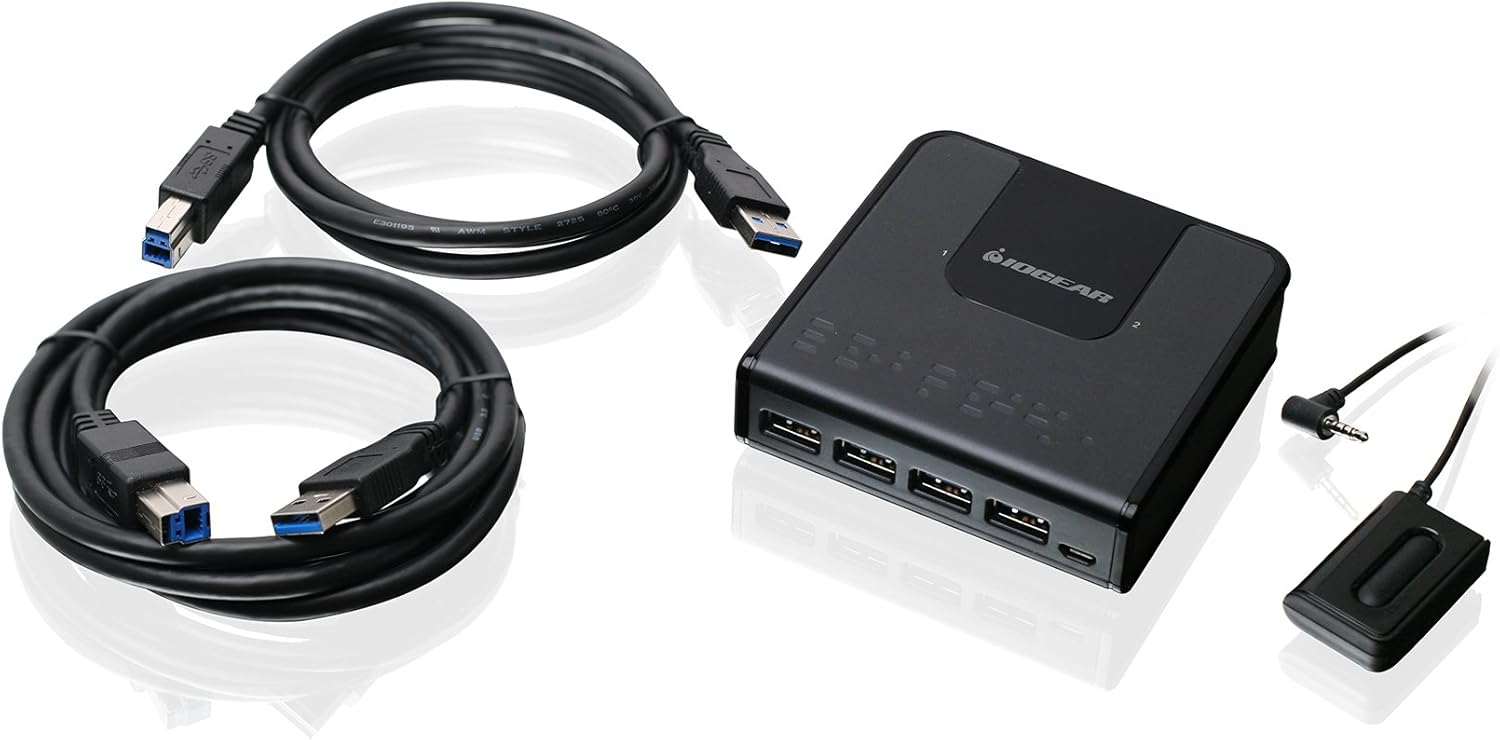 IOGEAR 2x4 USB Peripheral Sharing Switch - Share 4 USB Devices Between 2 Computers
