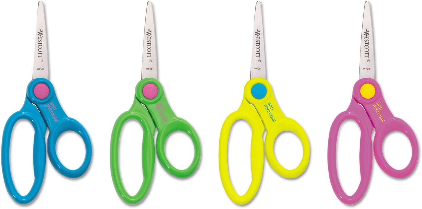 Westcott Ant-Microbial Kids Scissors, 5in, Pointed, Assorted Colors