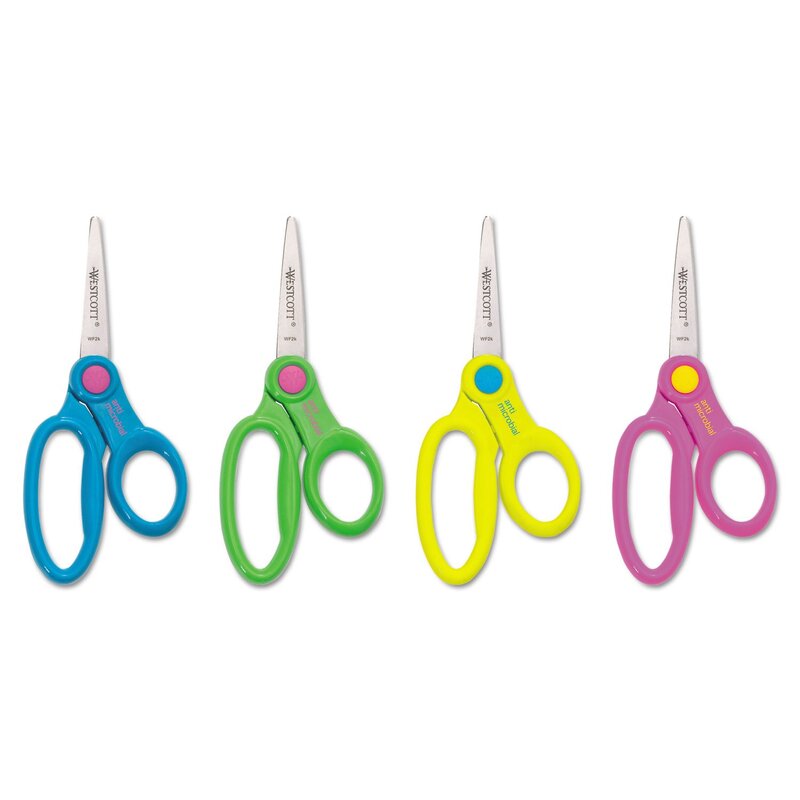 Westcott Ant-Microbial Kids Scissors, 5in, Pointed, Assorted Colors
