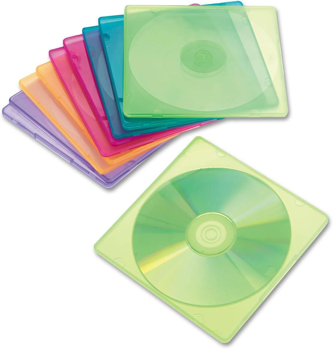 Innovera 81910 Slim CD Case, Assorted Colors, 10/Pack