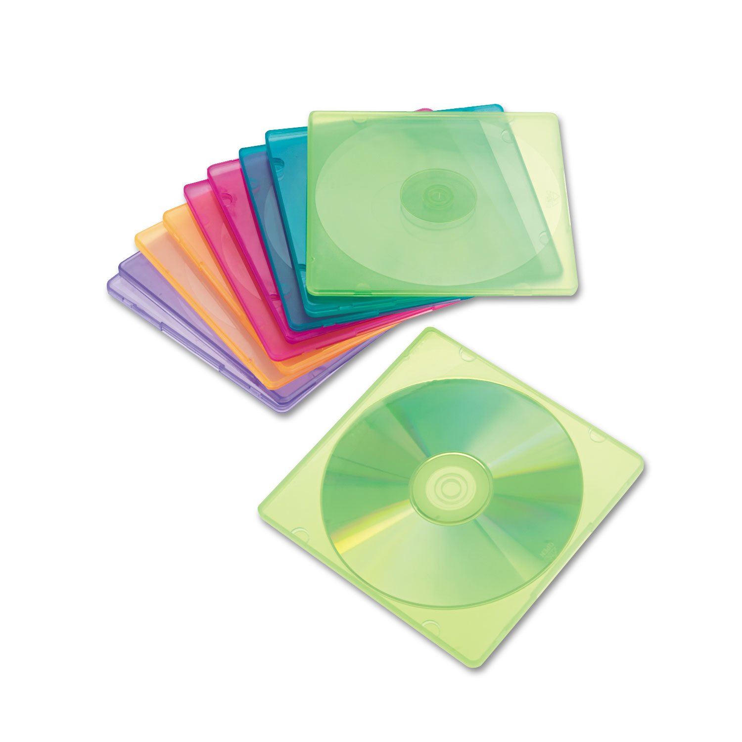 Innovera 81910 Slim CD Case, Assorted Colors, 10/Pack