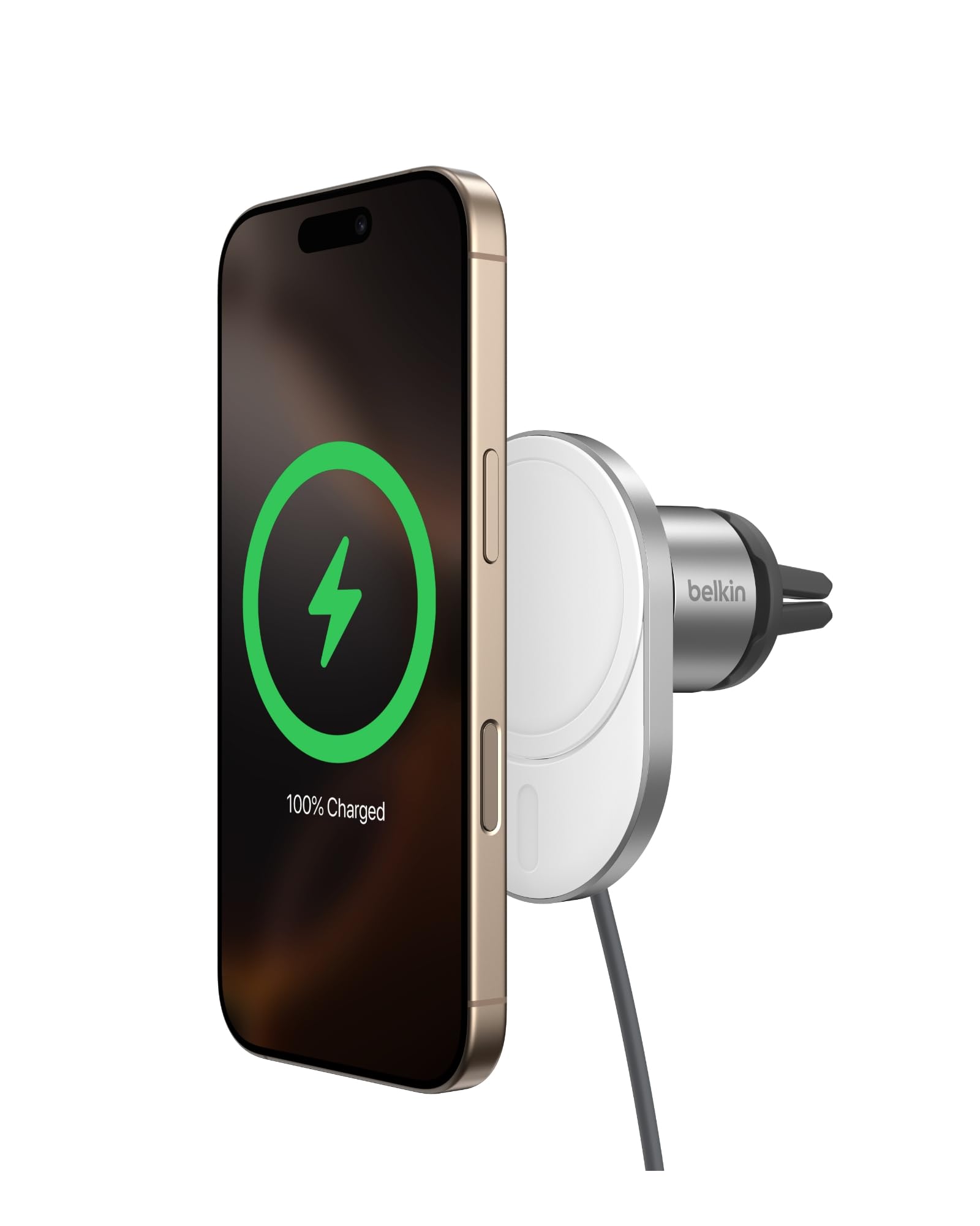 Belkin MagSafe-Compatible Wireless Car Charger with 15W Fast Charging, Powerful Magnetic Vent Holder for iPhone 16, 15, 14