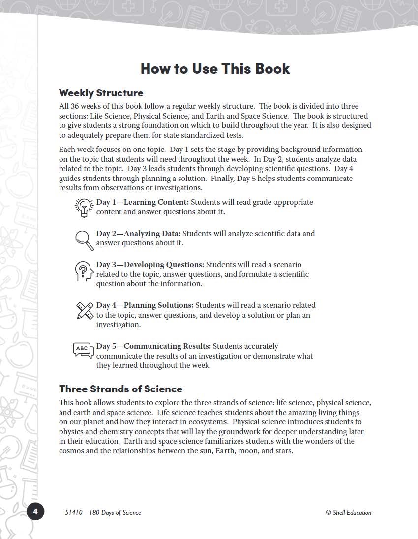 180 Days™: Science, Earth and Space Science for 4th Grade Practice Workbook for Classroom and Home